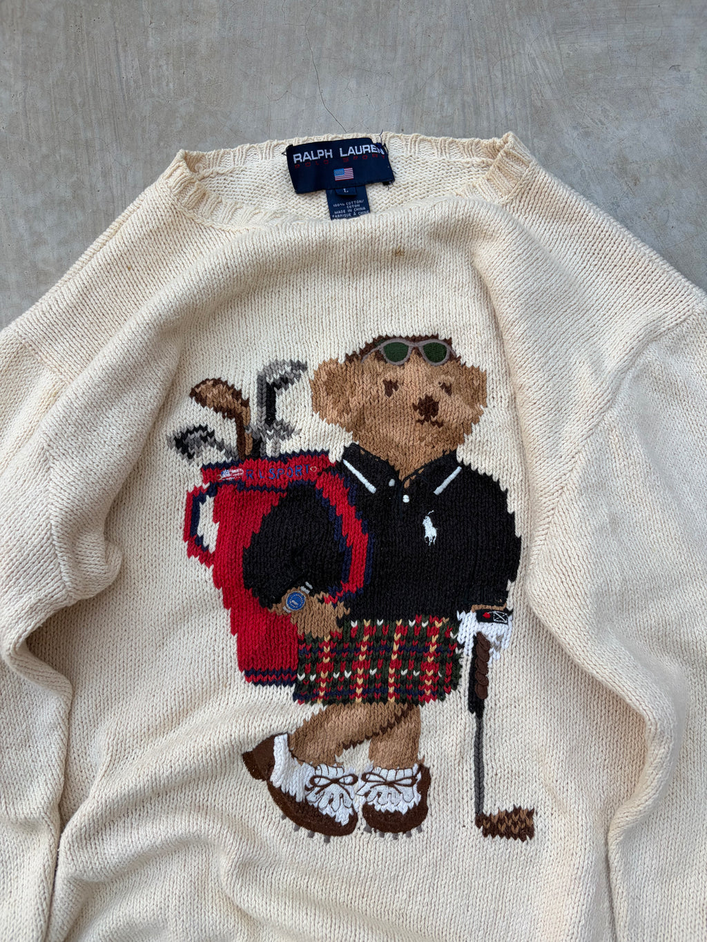 Rare Vintage 90s Ralph Lauren Polo Sport Polo Bear Ski Sweater M/L