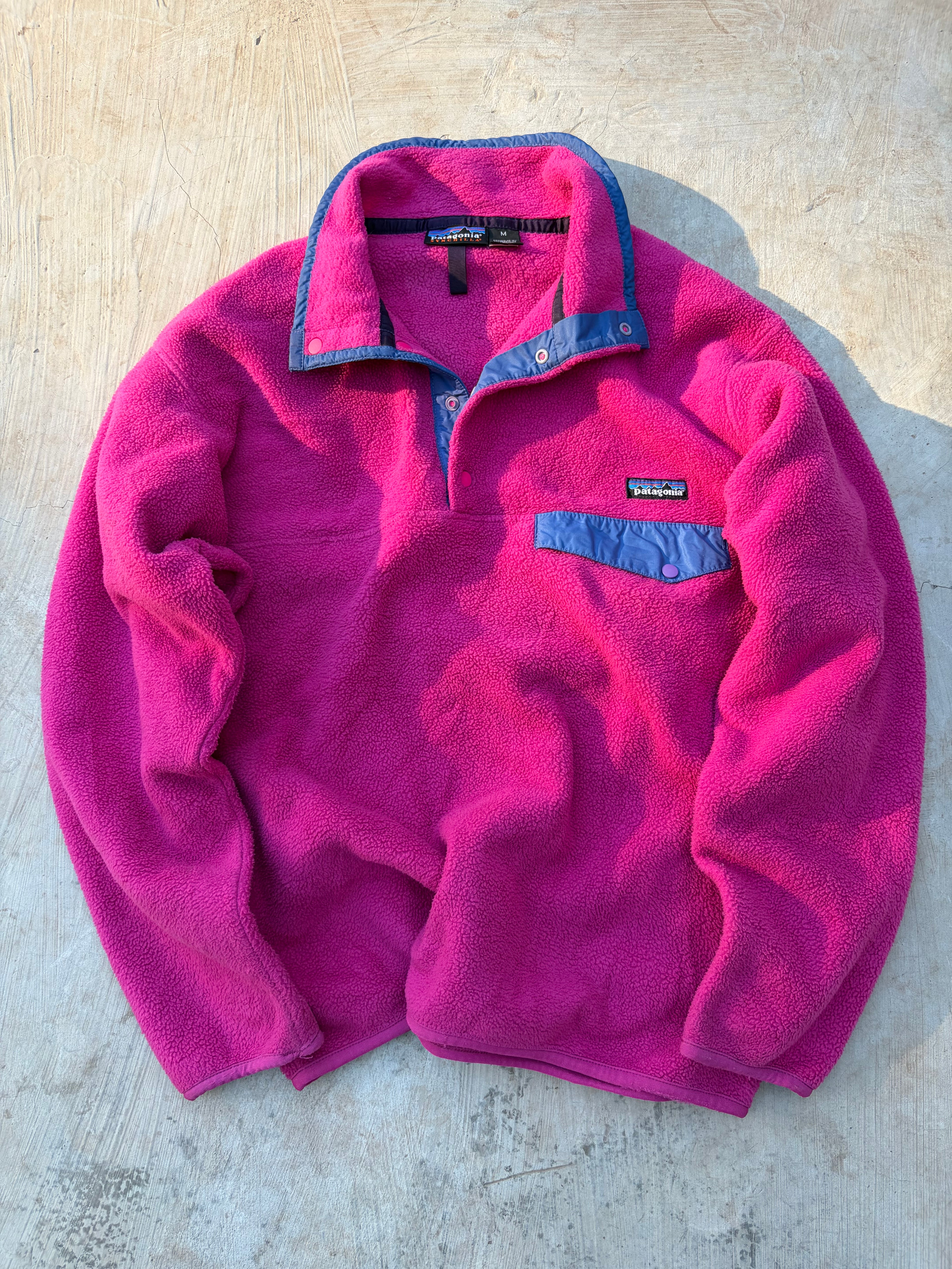 Patagonia Snap T Fleece Pullover Made In Mexico Pink Vintage Rare Color M/L