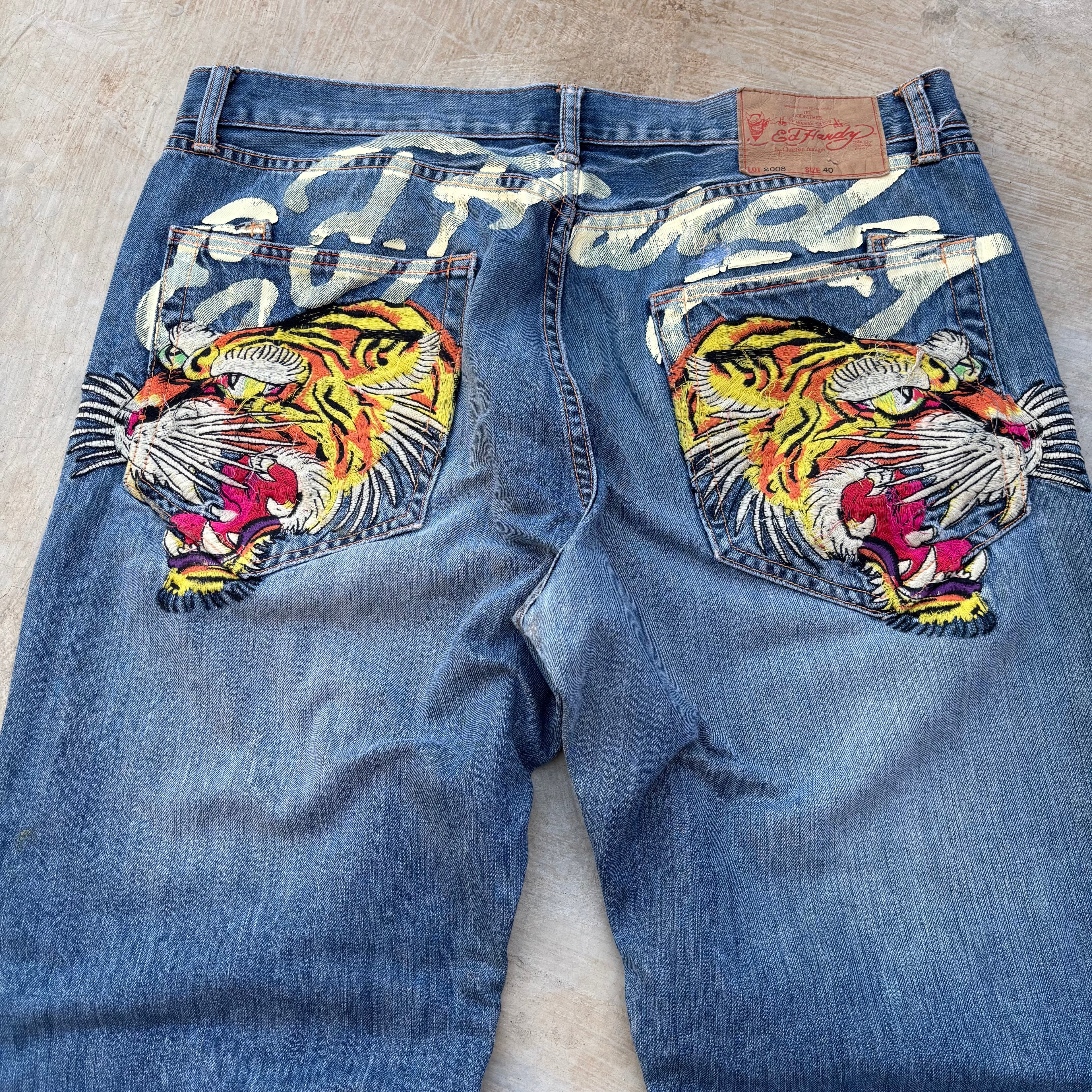 Vintage 00s Edhardy Spell Out Denim Jeans 40