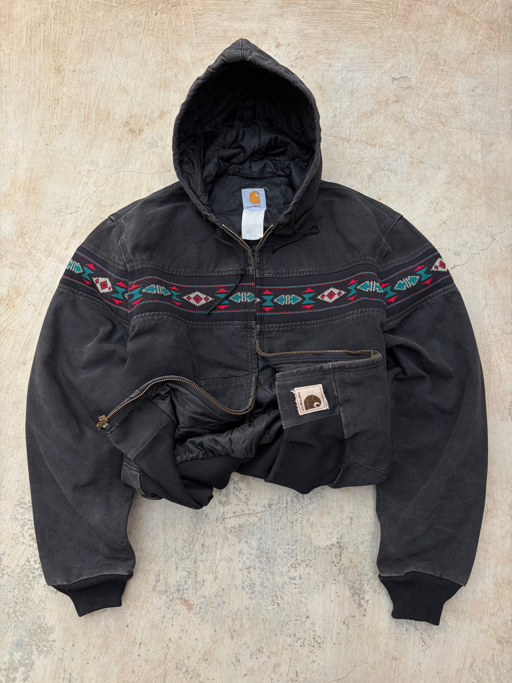 Vintage 90s Carhartt Aztec Active Jacket J78 BLK L