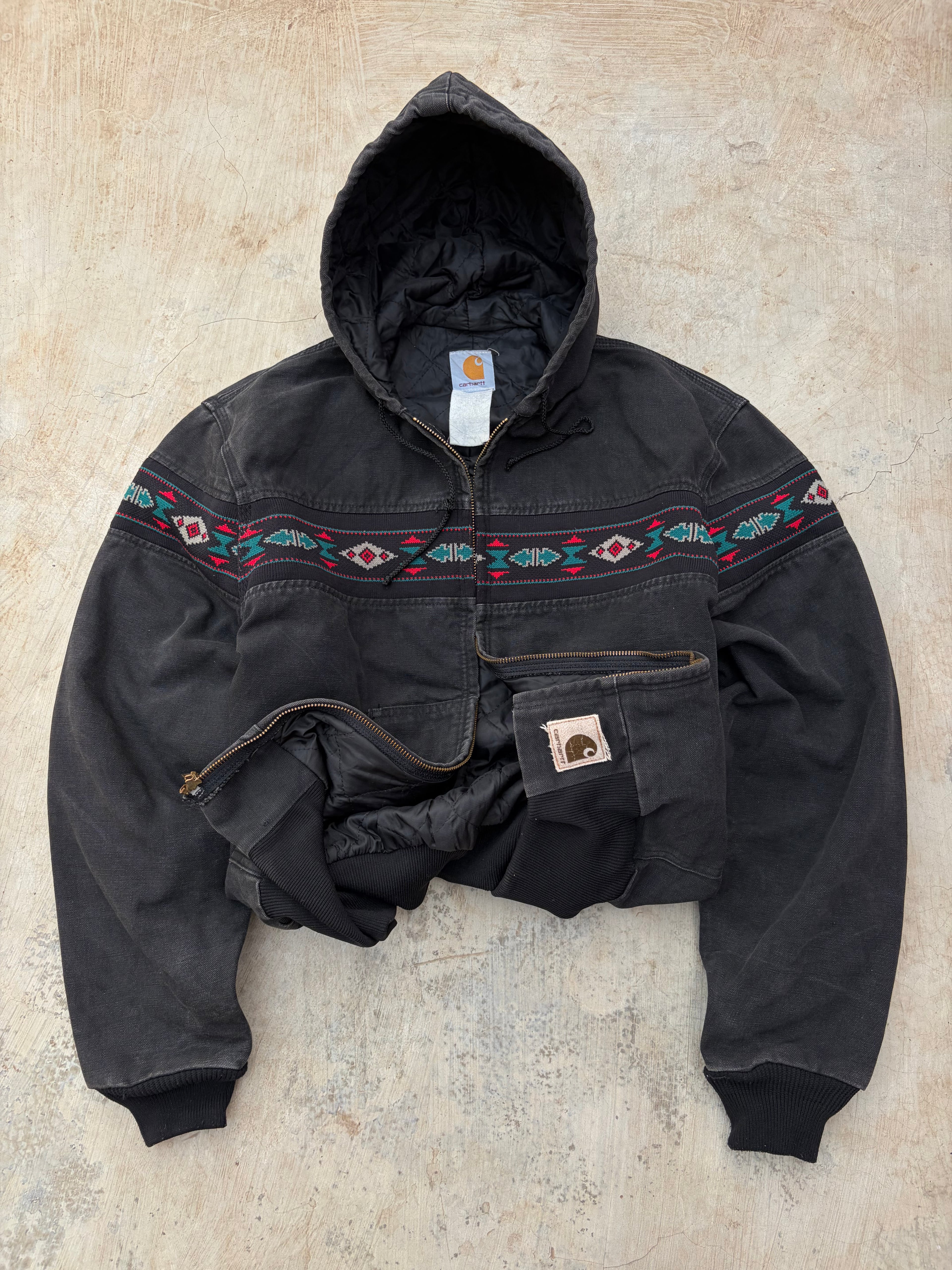 Vintage 90s Carhartt Aztec Active Jacket J78 BLK L