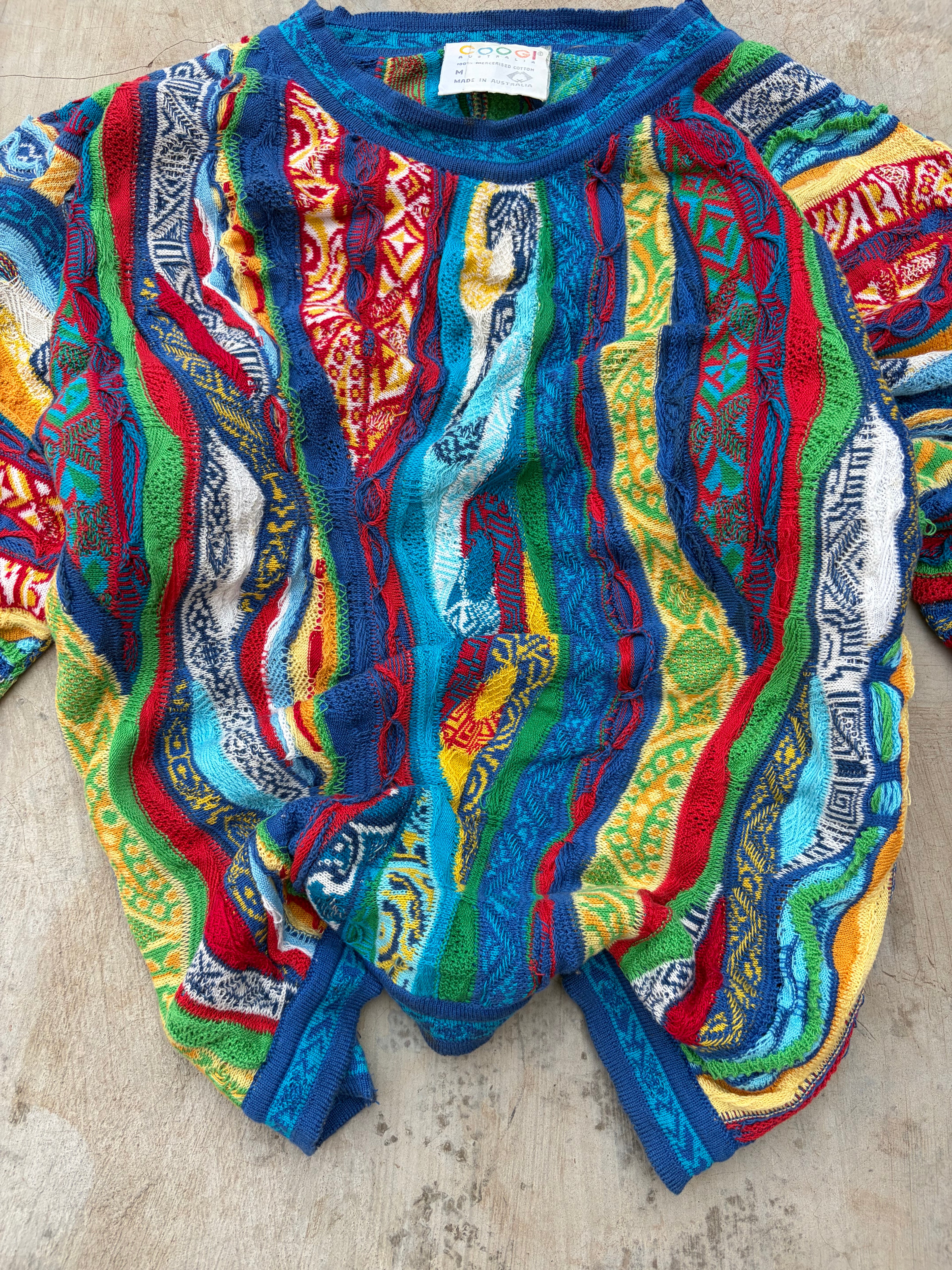 Vintage 90s Coogi 3D Knit Half Sleeve Sweater M
