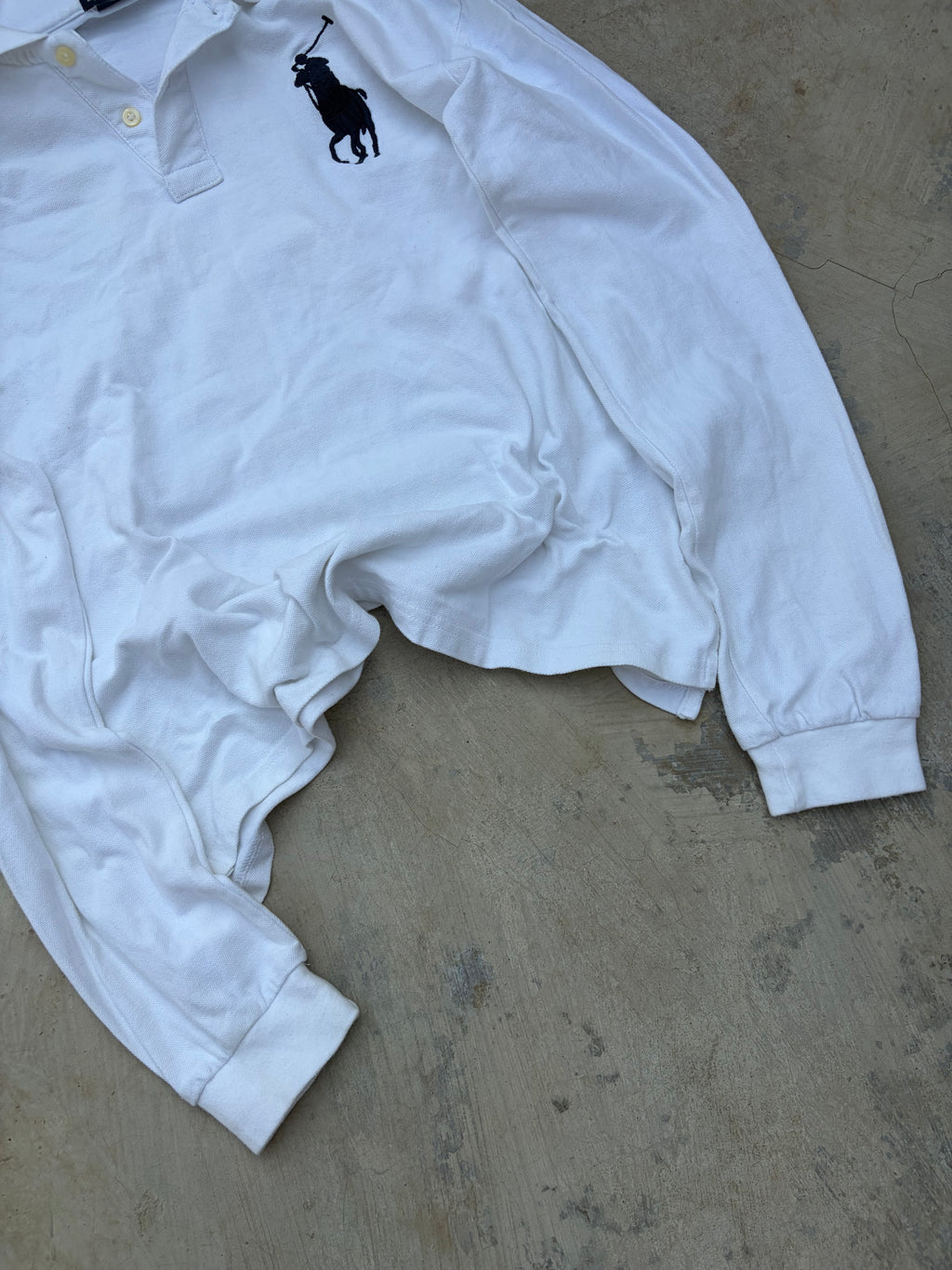 Vintage Polo Ralph Lauren White Long Sleeve Rugby Polo S