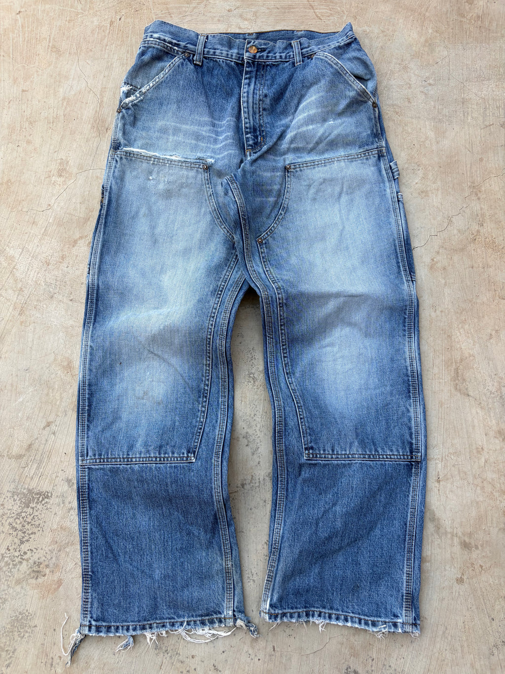 Vintage Carhartt Double Knee Carpenter Jeans Distressed Workwear Rare 32