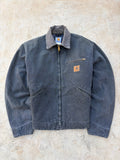 Vintage 90s Carhartt J97 PTL Detroit Jacket Black Fade Tan Collar USA Made Blanket Lined M
