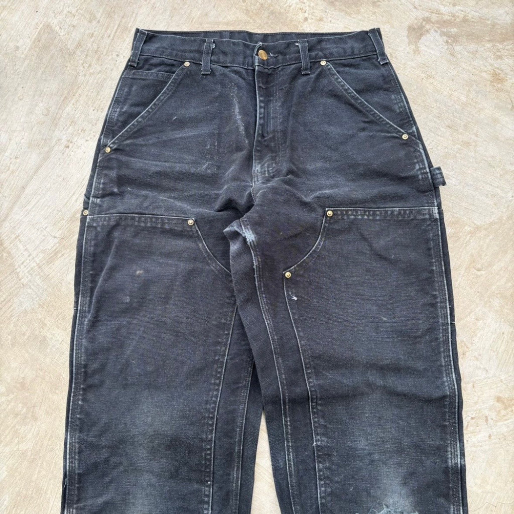 Vintage Sunfaded Carhartt Double Knee Pant B01 BLK 30