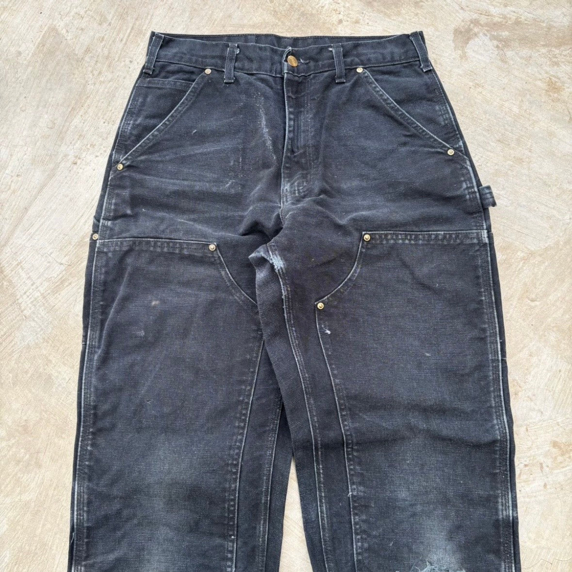 Vintage Sunfaded Carhartt Double Knee Pant B01 BLK 30
