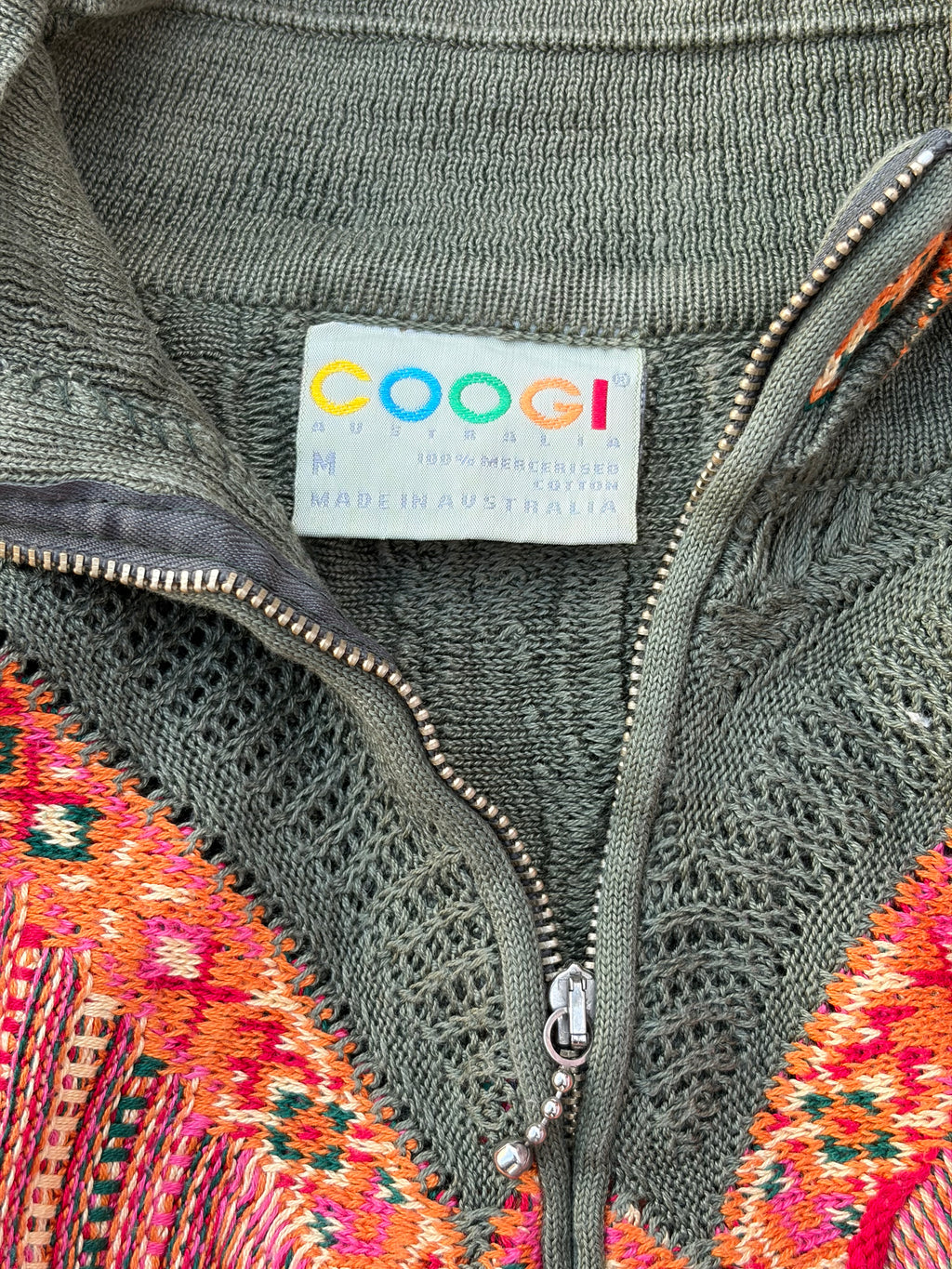 Vintage 90s COOGI Australia 1/4 Zip 3D Textured Knit Sweater  M