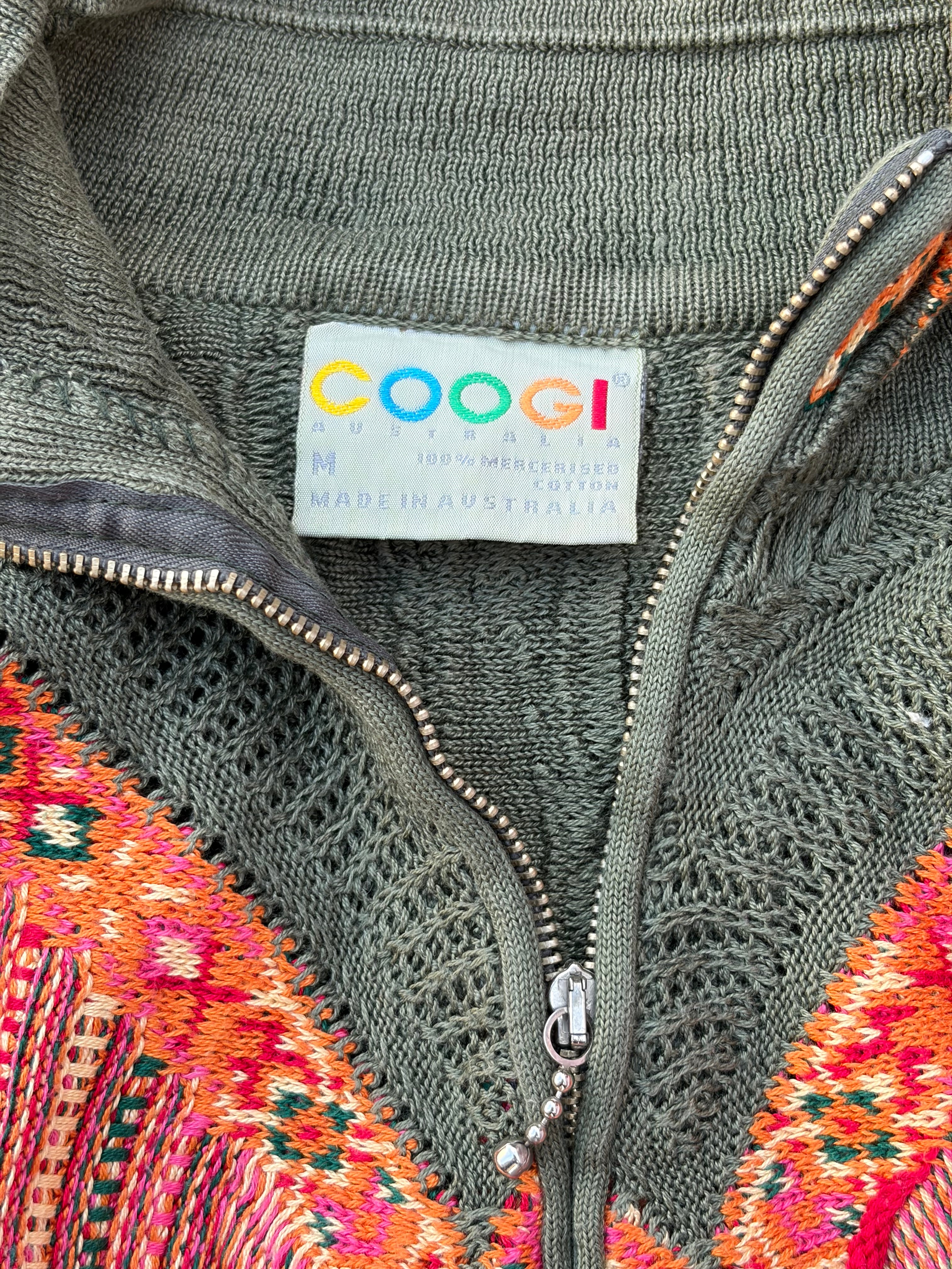Vintage 90s COOGI Australia 1/4 Zip 3D Textured Knit Sweater  M