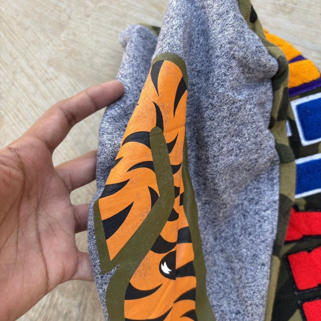 Vintage Bape Heather Shark Full Zip Up Hoodie L