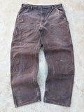 Vintage Carhartt Double Knee Carpenter Pants Brown Distressed Workwear 38x33.5