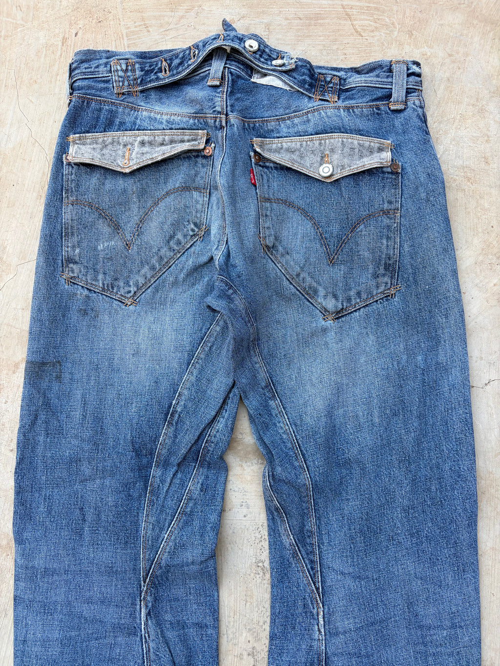 Vintage Levi's Engineered Jeans Buckle Back Distressed Denim Rare 36
