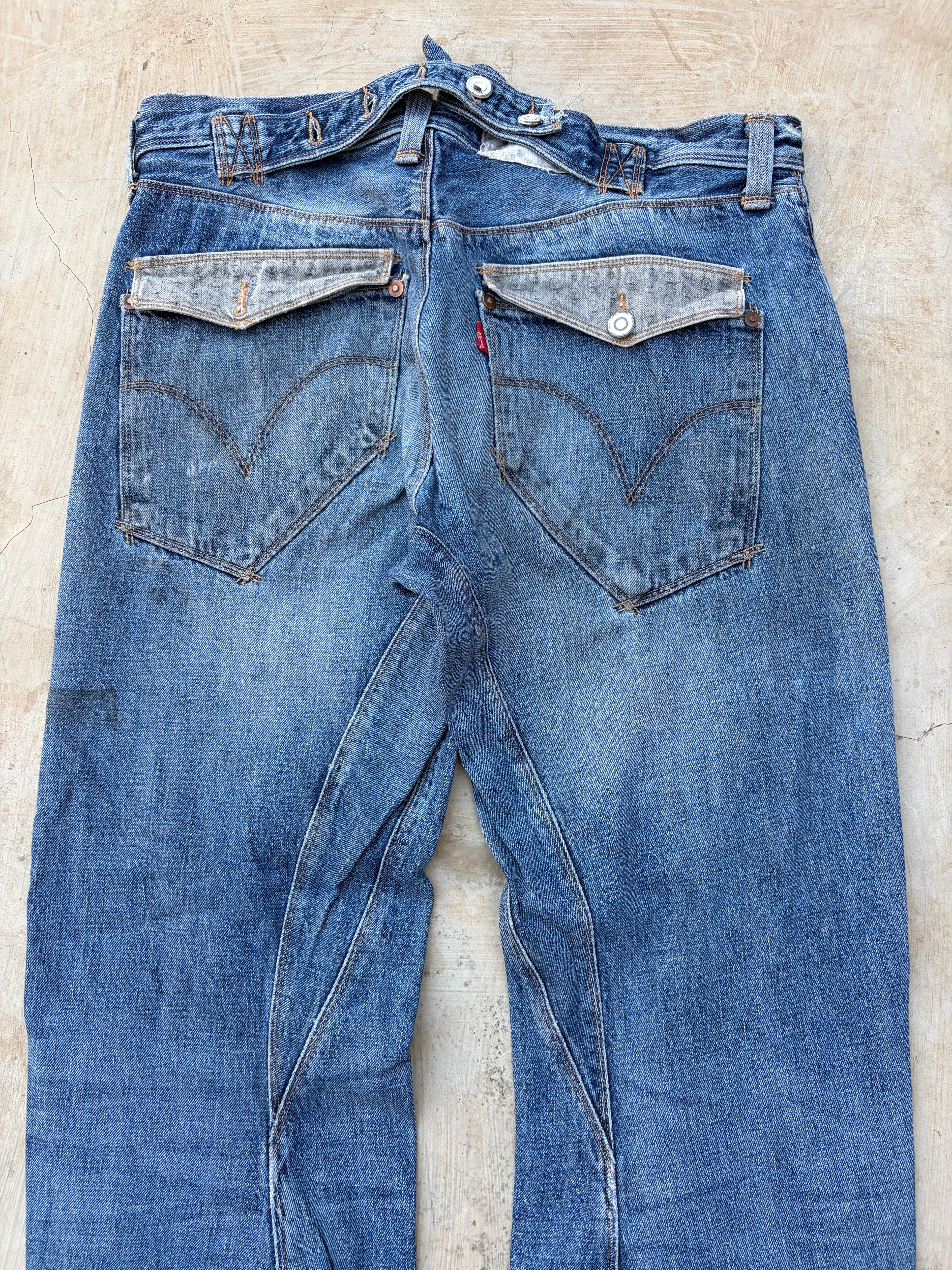 Vintage Levi's Engineered Jeans Buckle Back Distressed Denim Rare 36