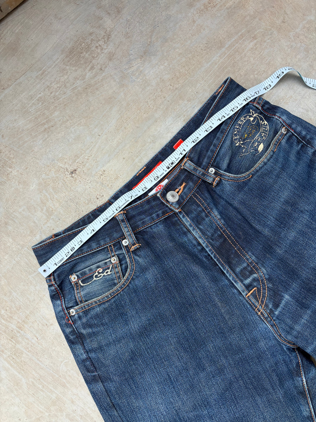 Vintage 00s Ed Hardy Dragon & Eagle Embroidered Denim Jeans 33