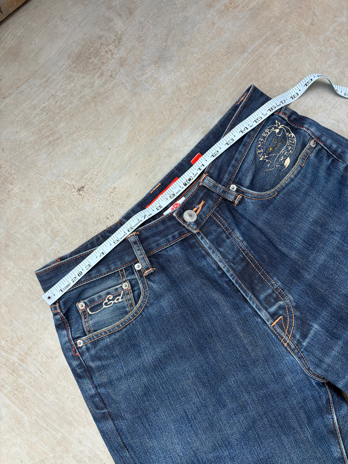 Vintage 00s Ed Hardy Dragon & Eagle Embroidered Denim Jeans 33