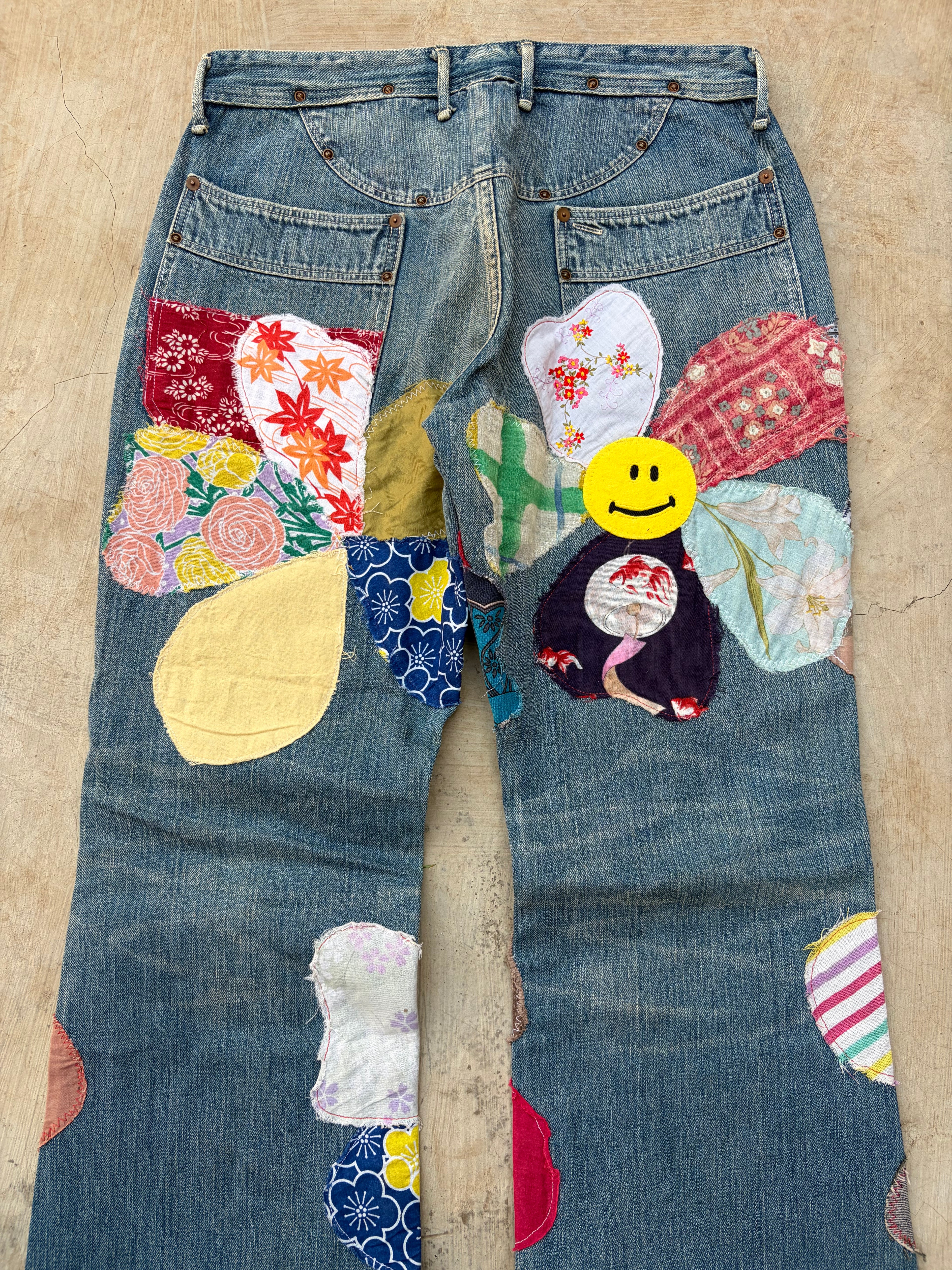 Archive 00s Kapital Kiro Hirata Patchwork Boro Flared Denim Jeans 32