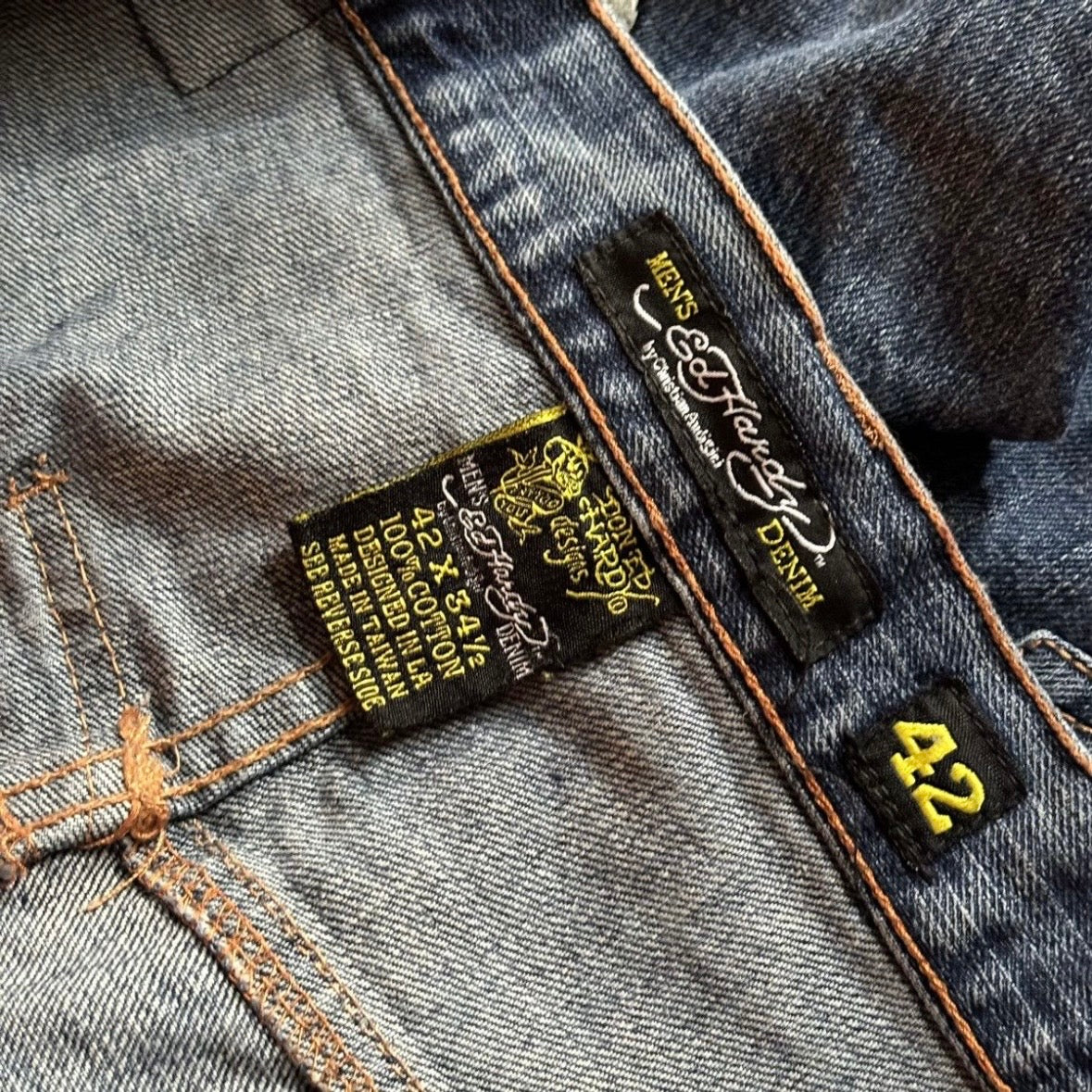 Vintage 00s Edhardy Skull Love Baggy Jeans 42
