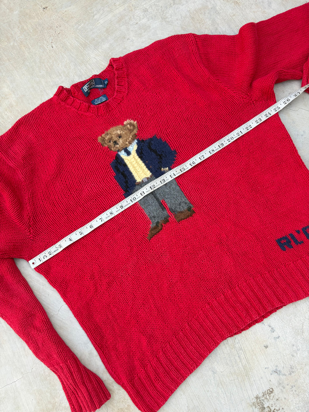 Rare 2001 Vintage Polo Ralph Lauren Polo Bear Sweater Hand Knit L/XL