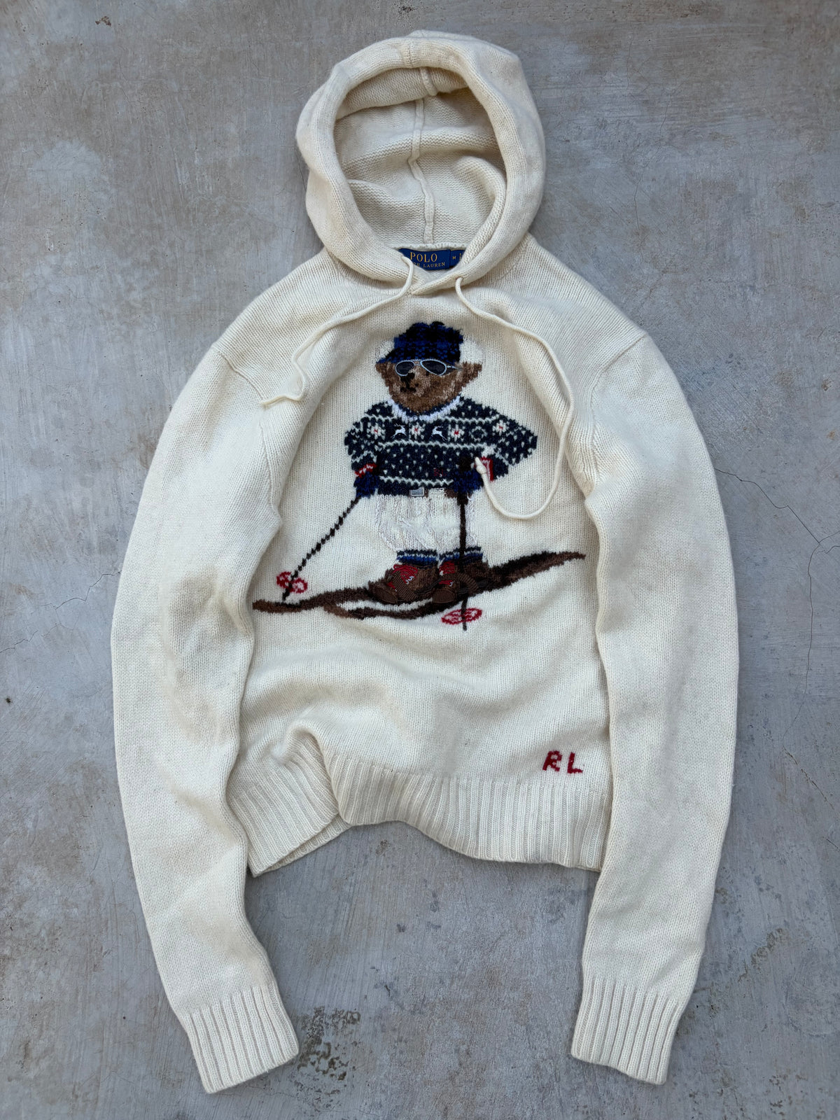 Vintage Polo Ralph Lauren Polo Bear Skiing Knit Sweater S/M