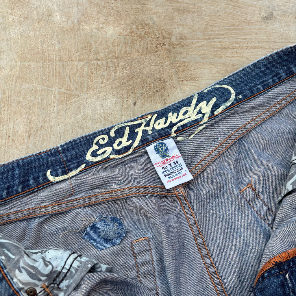 Vintage 00s Edhardy Spell Out Denim Jeans 40