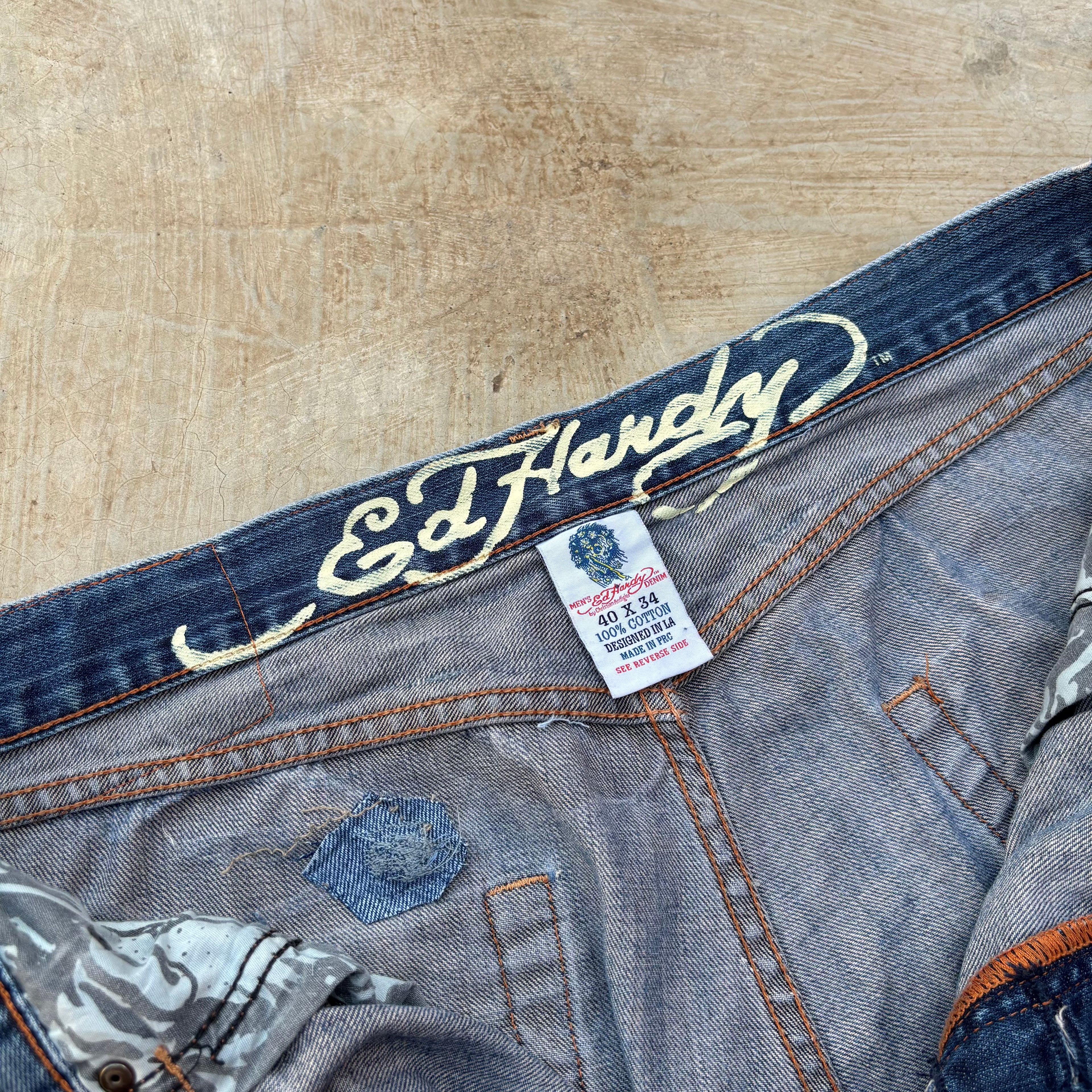 Vintage 00s Edhardy Spell Out Denim Jeans 40