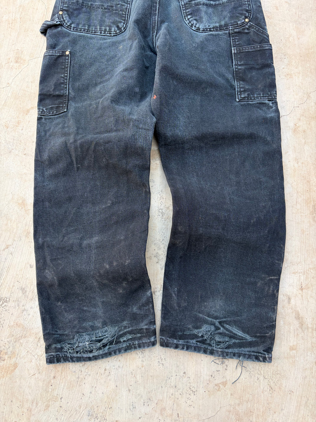 Carhartt Double Knee Carpenter Jeans Distressed Faded Black Workwear 34×30