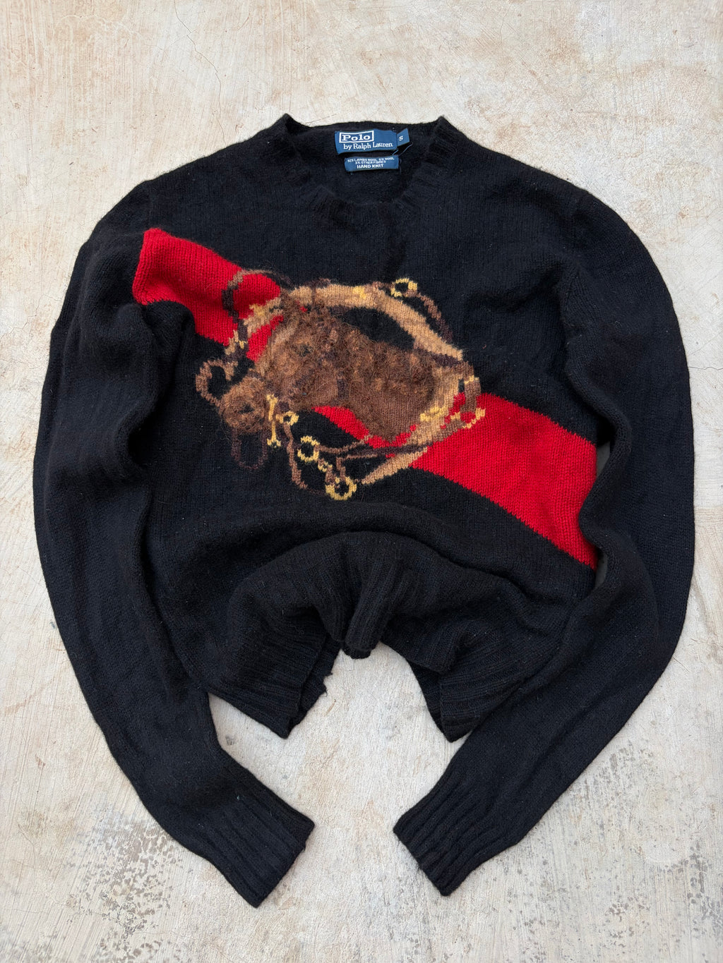 Vintage 90s Polo Ralph Lauren handknit horse Sweater S