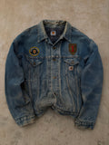 Vintage 90s Carhartt Denim Jacket 1st Infantry Division Vietnam Veteran XL