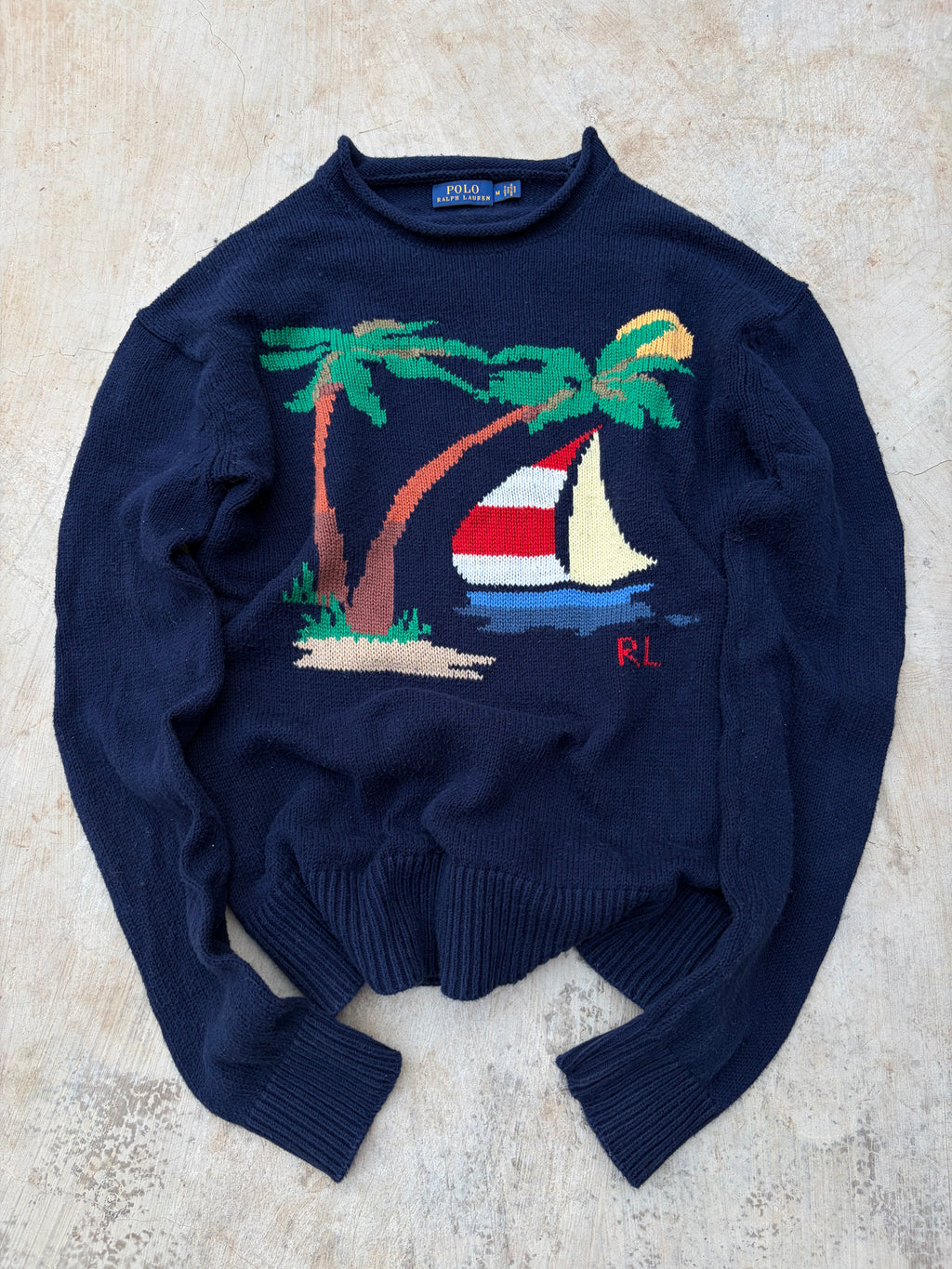 Vintage 00s Polo Ralph Lauren Nautical rolled neck knit sweater M