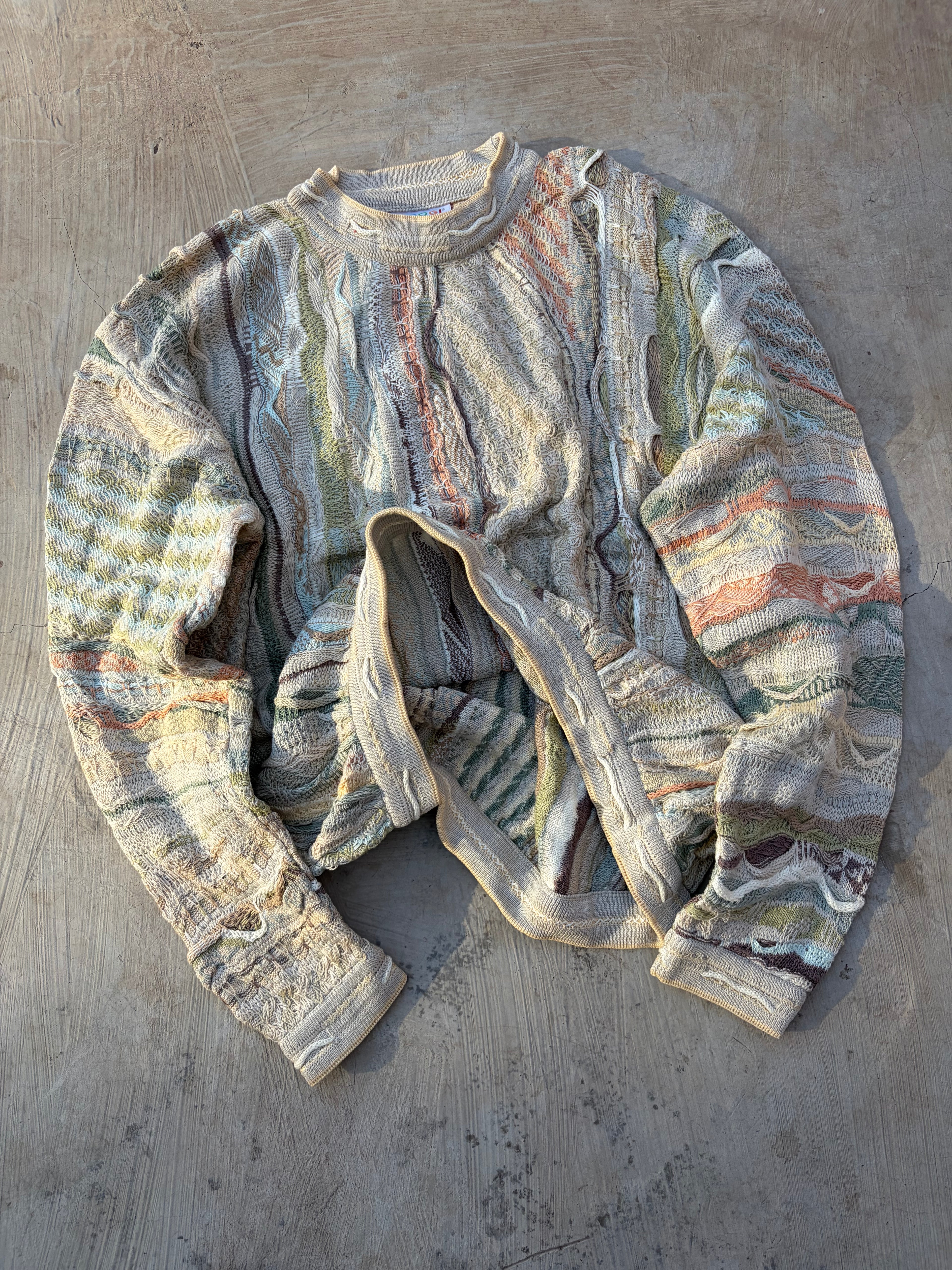 Vintage 90s COOGI 3D Textured Knit Sweater Multicolor Size L