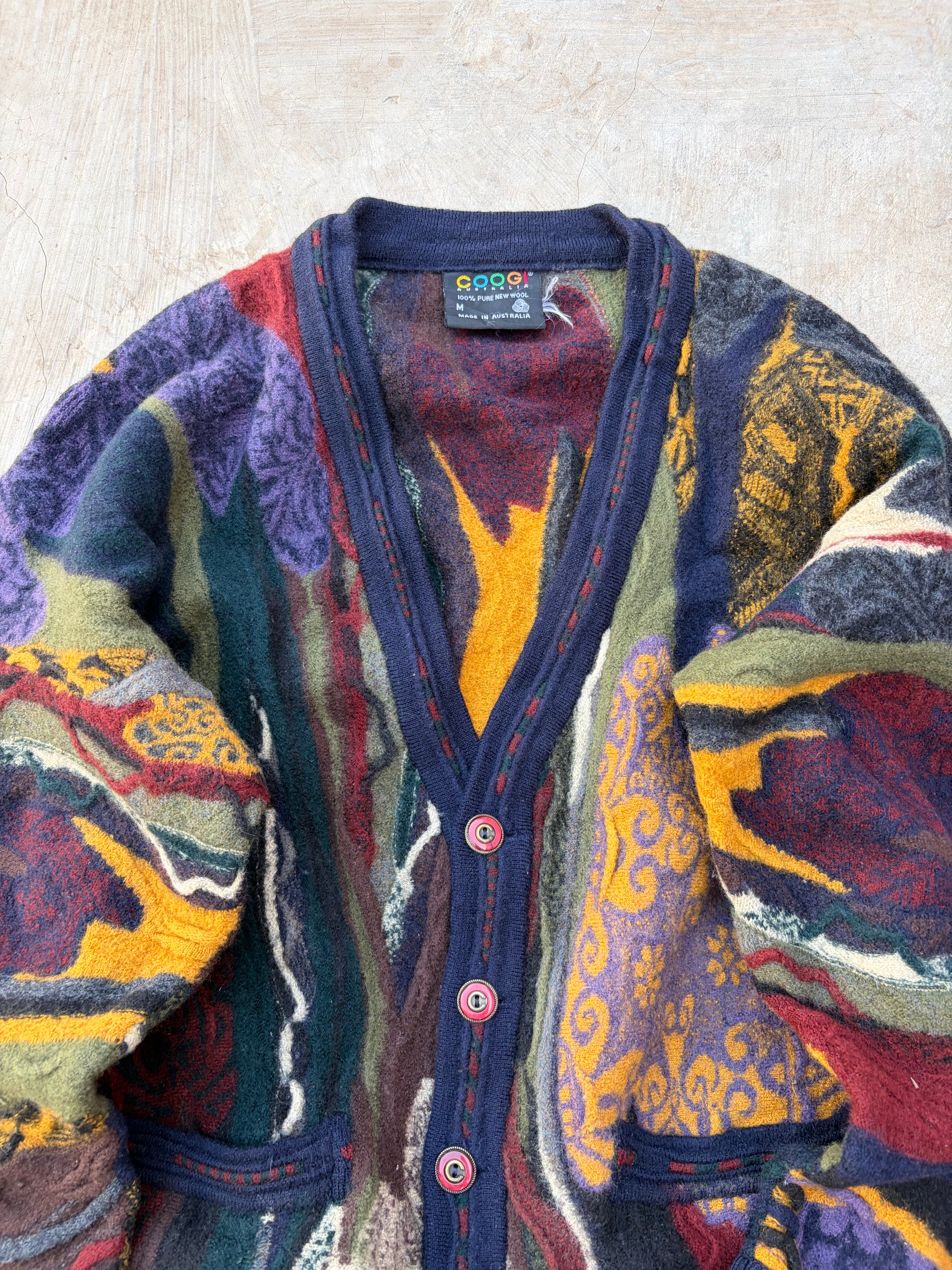 Vintage 90s COOGI Australia Pure New Wool Cardigan Size M