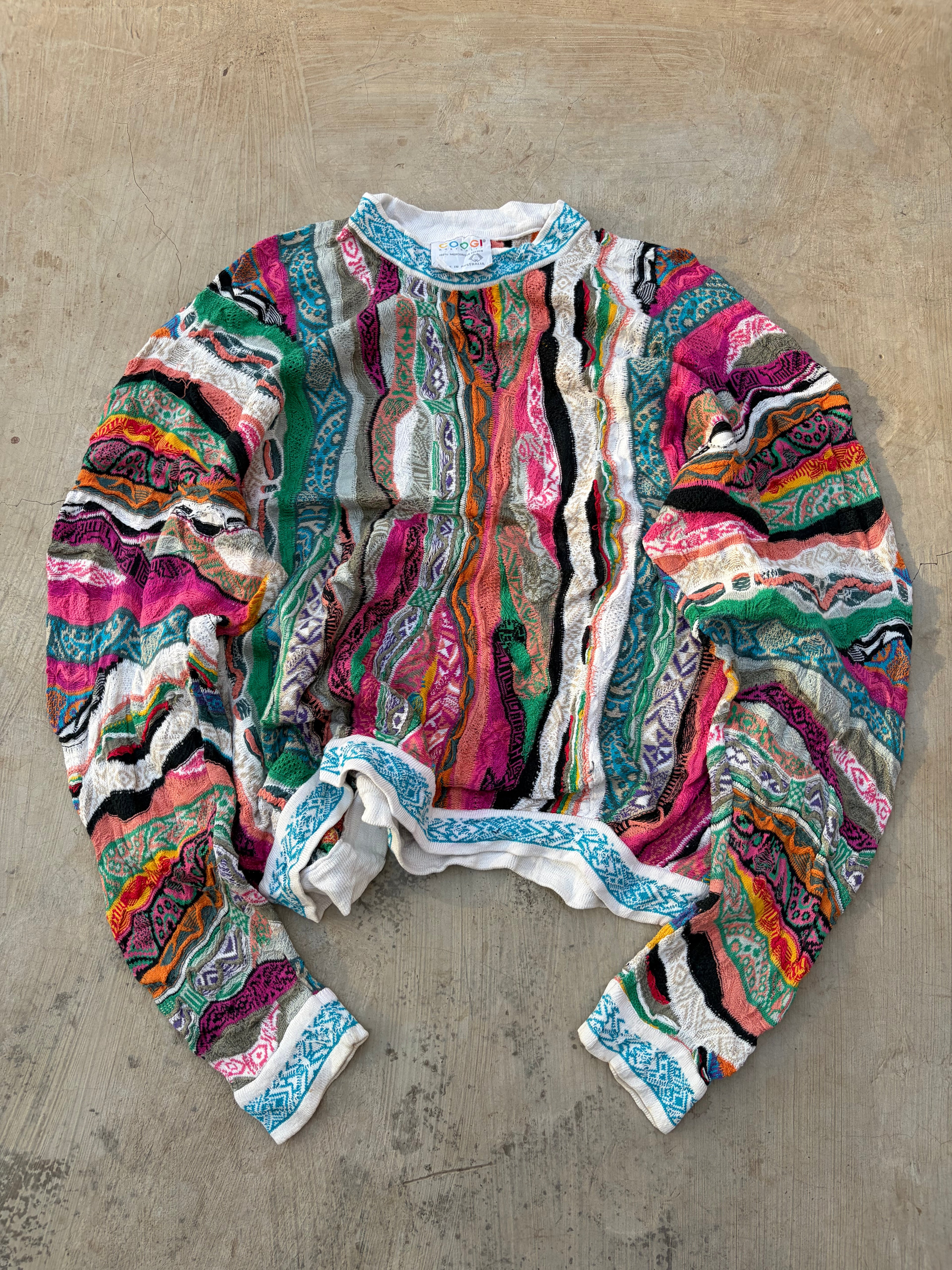 Vintage 90s COOGI Australia 3D Textured Knit Sweater L