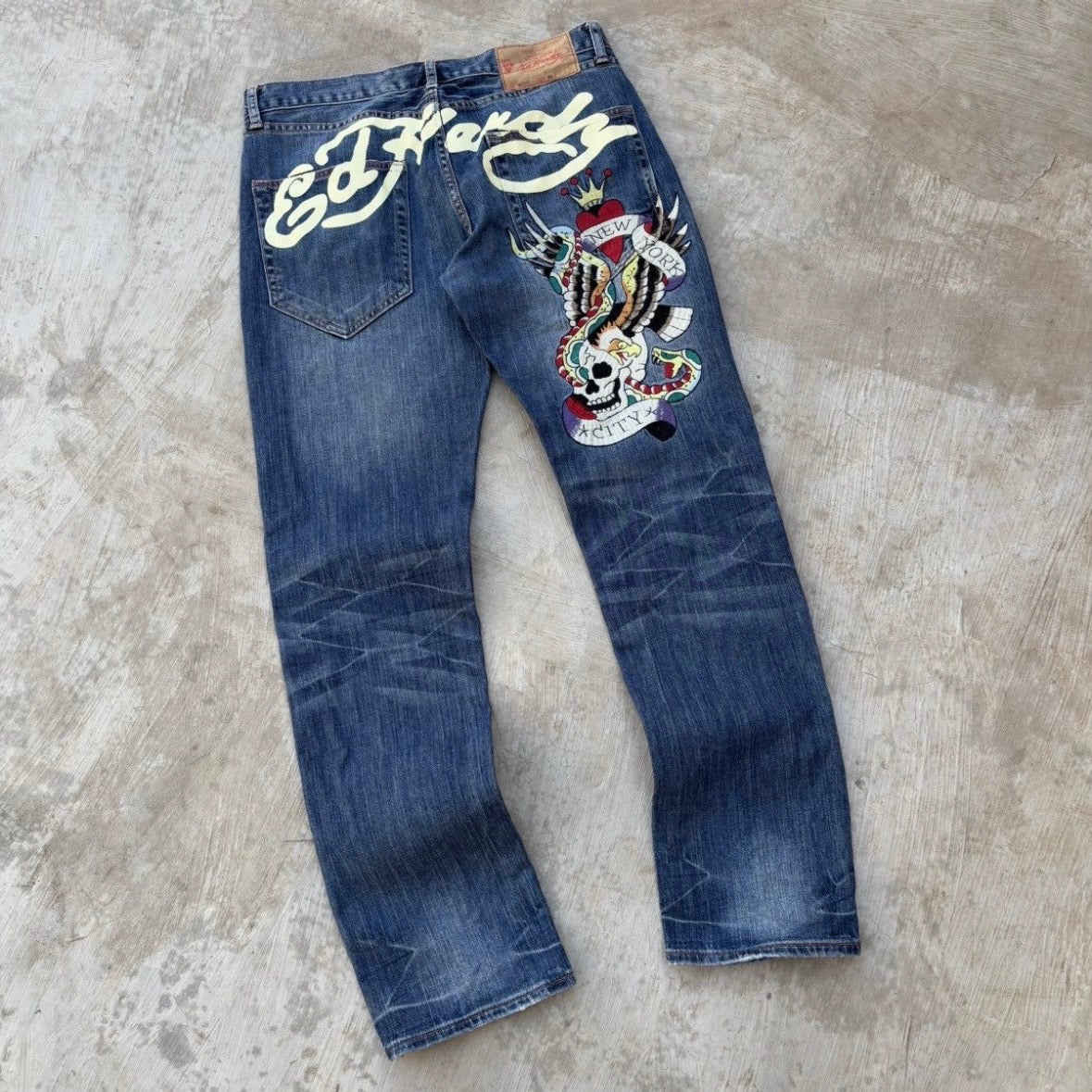 Vintage 00s Edhardy Skull Spellout Jeans 34
