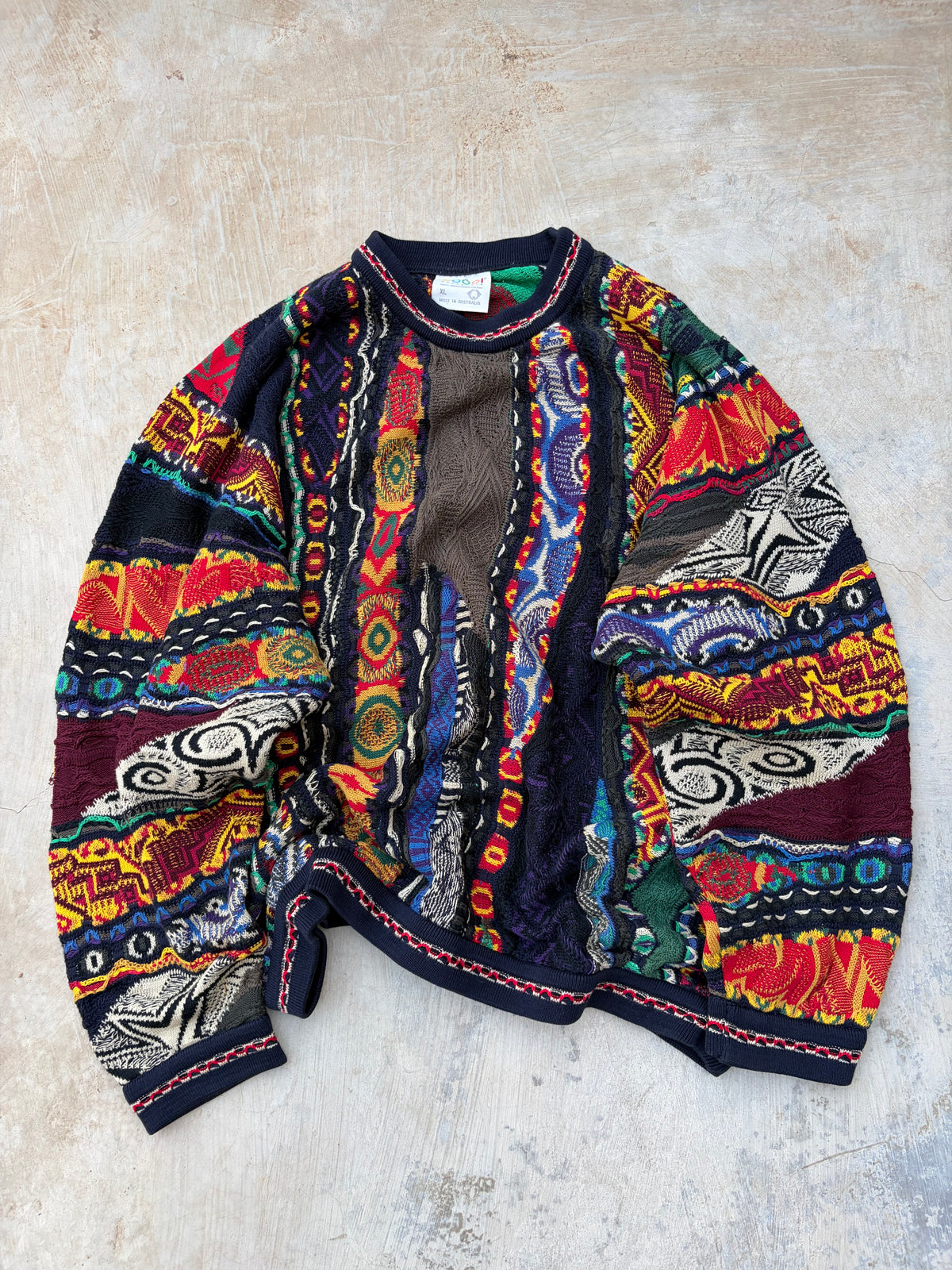Vintage 1990s Coogi 3D Knit Sweater – Multicolor L/XL
