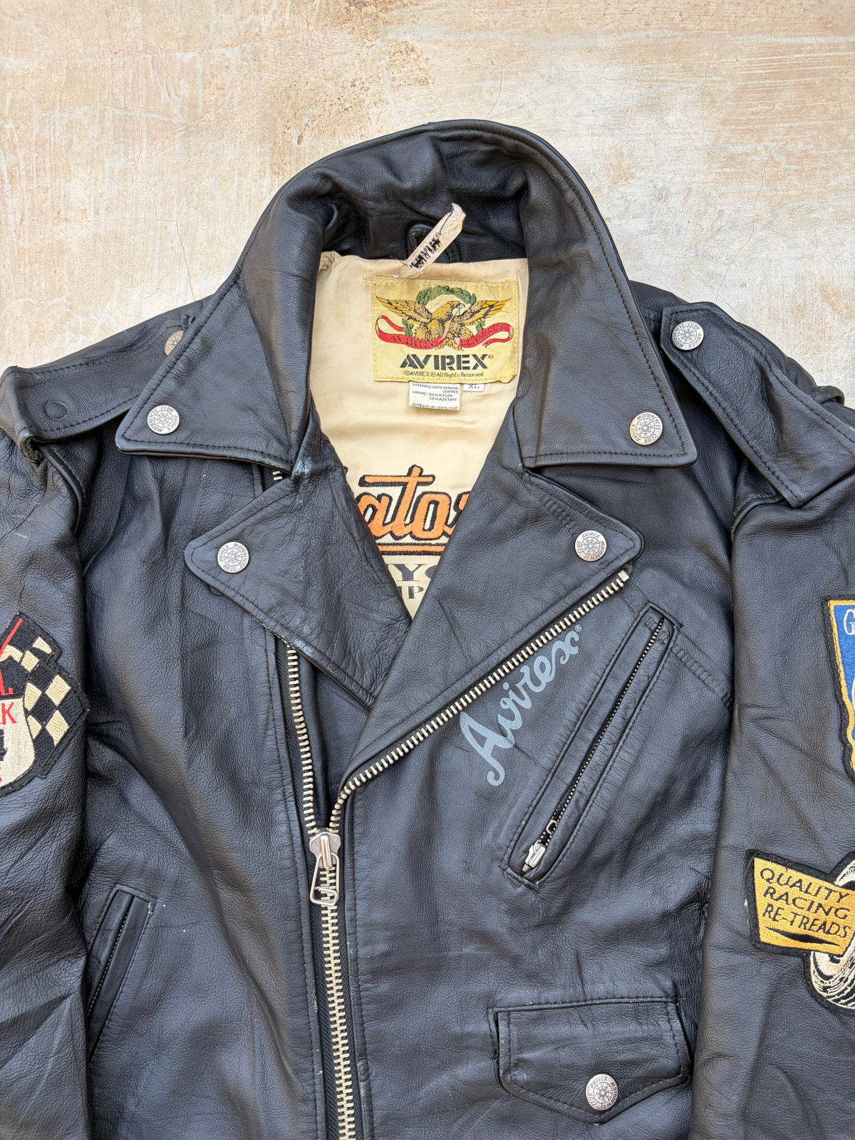 1990s Ultra Rare Avirex Classics Leather Biker Jacket L/XL