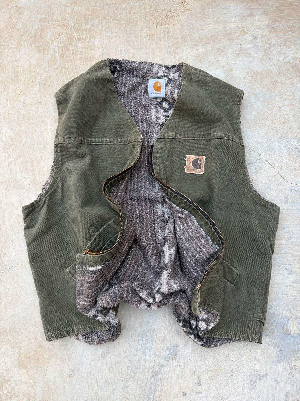 Rare 1990s Vintage Carhartt Aztec Fleece-Lined Vest