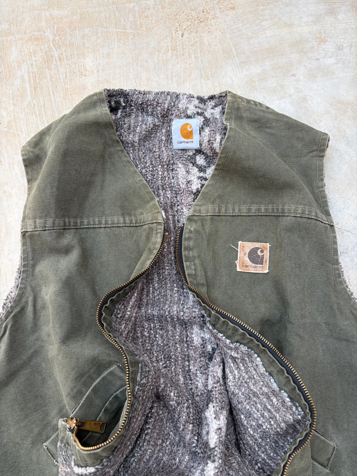Rare 1990s Vintage Carhartt Aztec Fleece-Lined Vest