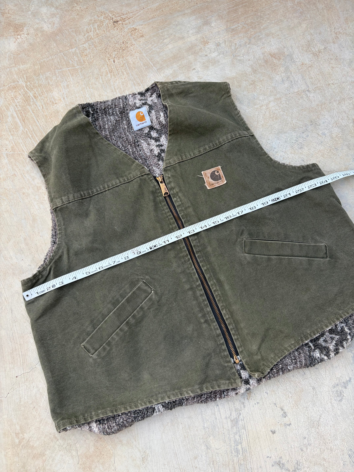 Rare 1990s Vintage Carhartt Aztec Fleece-Lined Vest
