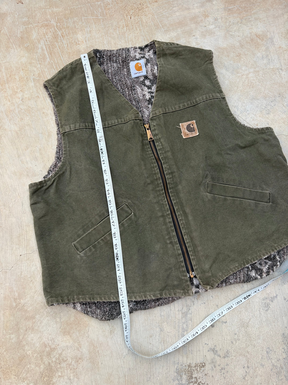Rare 1990s Vintage Carhartt Aztec Fleece-Lined Vest