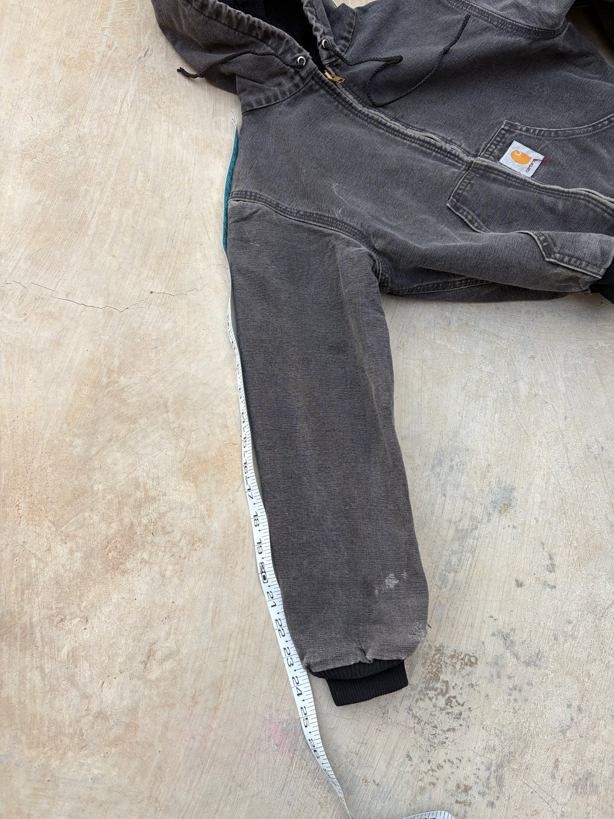 Vintage 1990s Carhartt Faded Black Zip-Up Hoodie – Youth