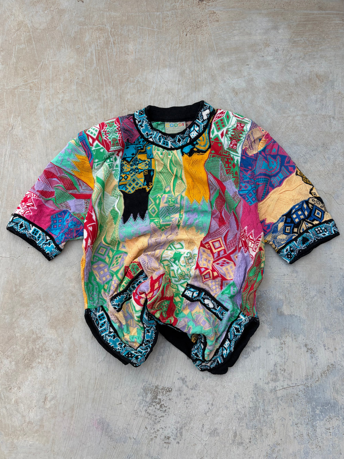 Ultra Rare 90s Vintage COOGI Australia Egyptian Chess-Inspired 3D Knit Sweater S/M