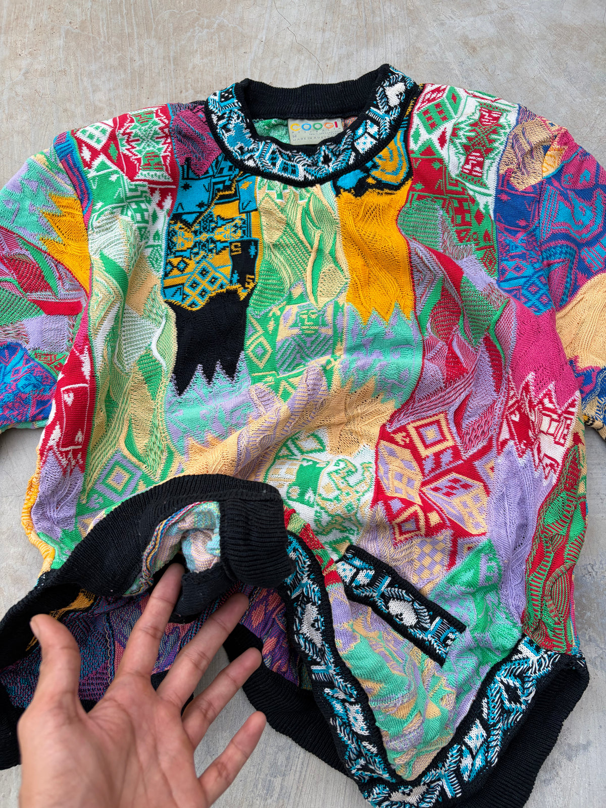 Ultra Rare 90s Vintage COOGI Australia Egyptian Chess-Inspired 3D Knit Sweater S/M